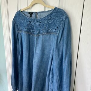 Talbots Light Blue Embroidered Top